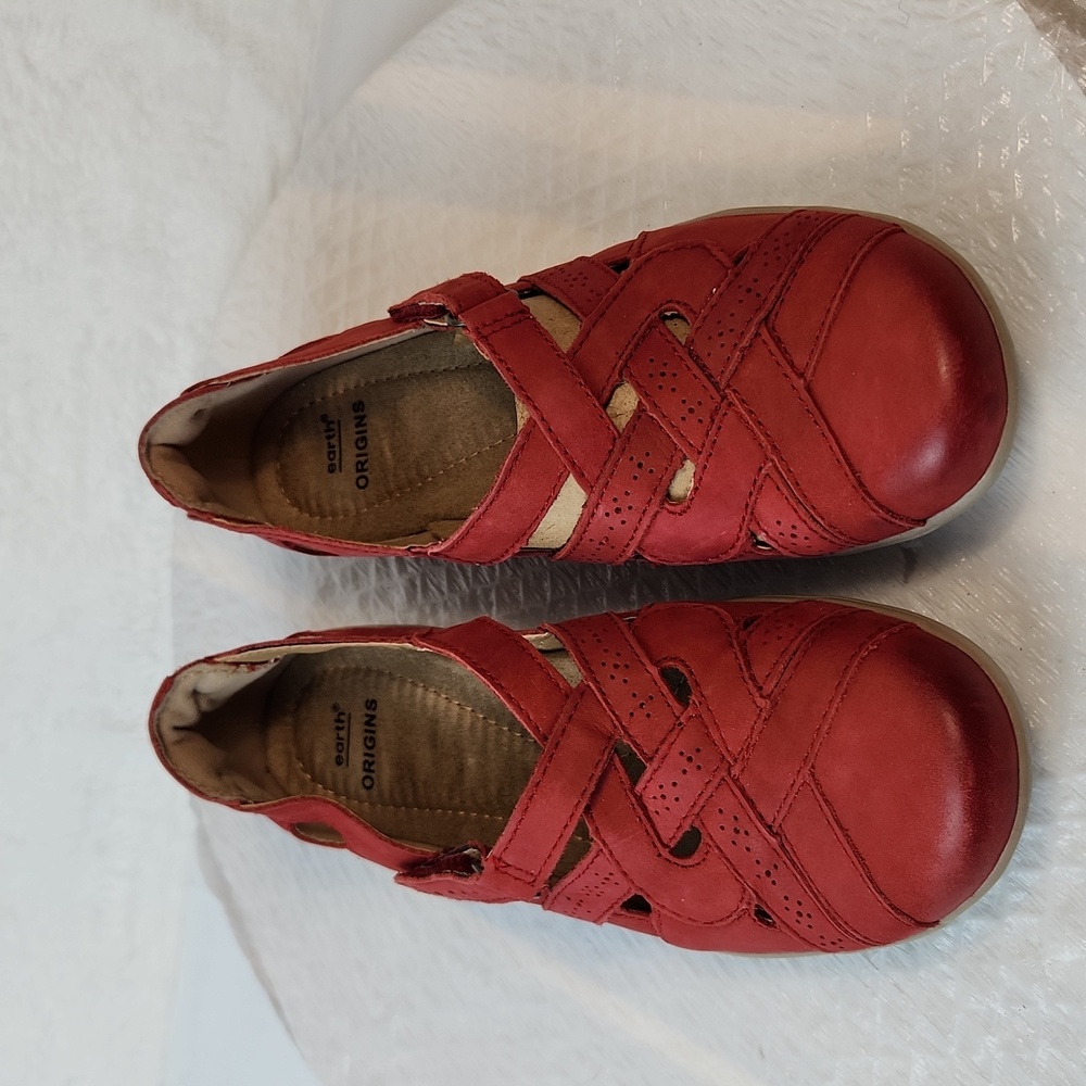 Earth Origins Rapid Teddy Leather Walking Loafer Cushioned Red Size 7 - Picture 4 of 12